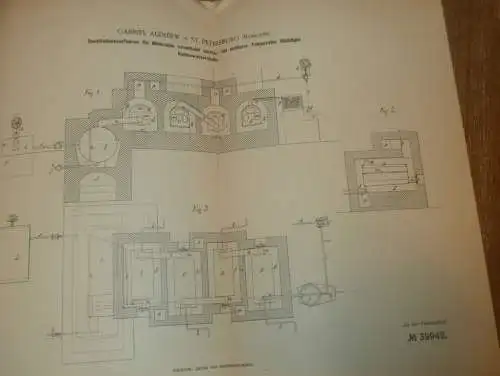 original Patent - Gabriel Alexeew in St. Petersburg / Russland , 23.09.1886 , Mineralöl - Destillation , Öl !!!