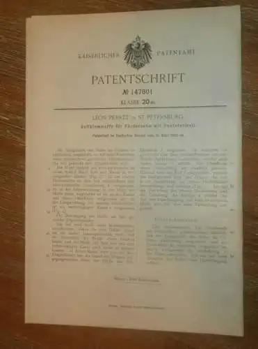 original Patent - Léon Perret in St. Petersburg / Russland , 21.03.1902 , Seil-Klemmuffe ,Seil !!!