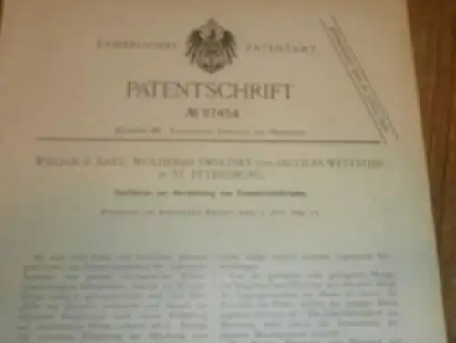 original Patent - Wiliam B. Bary , W. Swiatsky und J. Wettstein in St. Petersburg / Russland , 2.07.1897 , Elektroden !!