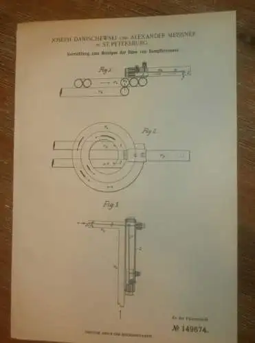 original Patent - Joseph Danischewski und Alexander Meissner in St. Petersburg / Russland , 15.11.1902 , Dampfbrenner !!