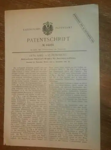 original Patent - Otto Krell in St. Petersburg / Russland , 9.11.1887 , Bremse für Geschütz , Kanone !!