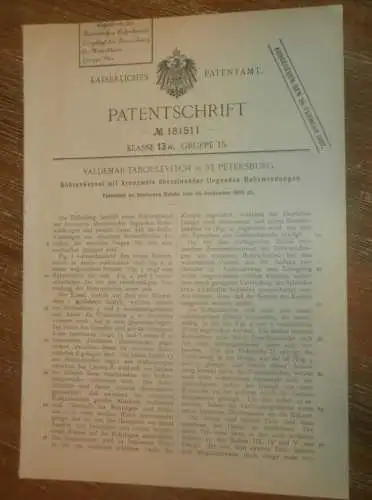 original Patent - Valdemar Taboulevitch in St. Petersburg / Russland , 26.09.1905 , Röhrenkessel , Dampfmaschine !!