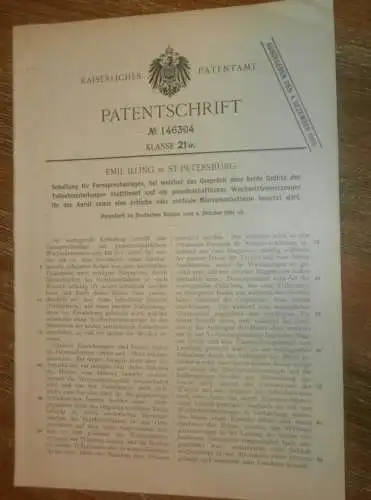 original Patent - Emil Illing in St. Petersburg / Russland , 4.10.1901 , Fernsprechanlage , Fernsprecher , Telephon  !!