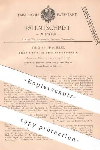 original Patent - Fried. Krupp , Essen , 1899 , Räderlaffete für Steilfeuergeschütze | Laffete , Geschütz , Waffen !!