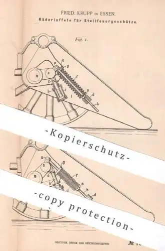 original Patent - Fried. Krupp , Essen , 1899 , Räderlaffete für Steilfeuergeschütze | Laffete , Geschütz , Waffen !!