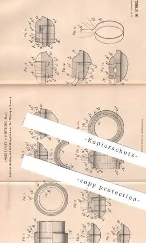 original Patent - James Farley , Hertford , England , 1898 , Rohrverbindung mit Dichtungskammer für Zement | Beton