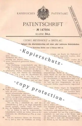 original Patent - Georg Meyerholz , Breslau , 1903 , Schutzdecke für Abortsitzbrett | WC - Sitz | Toilette , Haushalt !!