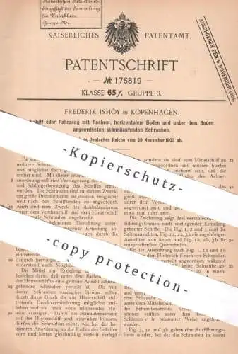 original Patent - Frederik Ishöy , Kopenhagen , Dänemark , 1903 , Schiff o. Fahrzeug mit flachem Boden | Schiffe , Boot