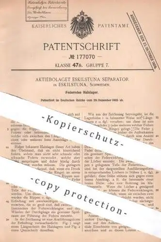 original Patent - Aktiebolaget Eskiltuna Separator , Schweden | 1905 | Federndes Halslager | Lager , Schrauben , Federn