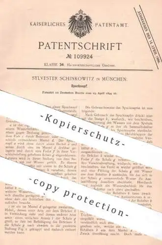 original Patent - Sylvester Schinkowitz , München , 1899 , Spucknapf mit Wasserspülung | Mariotte - Flasche | Medizin