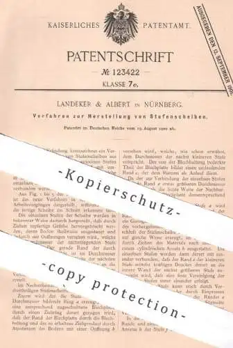 original Patent - Landeker & Albert , Nürnberg , 1900 , Herst. von Stufenscheiben aus Blech | Stufen , Blechplatte