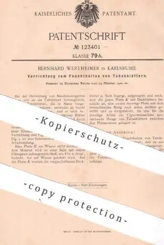 original Patent - Bernhard Wertheimer , Karlsruhe , 1900 , Feuchthalten der Tabakblätter | Tabak , Zigarren