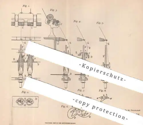 original Patent - Charles de Rossetti , Paris , Frankreich , 1906 , Mitnehmer für Ringspinnmaschinen | Spinnmaschinen