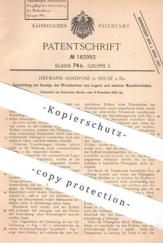 original Patent - Hermann Sandvosz , Neusz / Rhein / Neuss | 1905 | Warmlaufen der Lager u. a. Maschinenteile | Motor