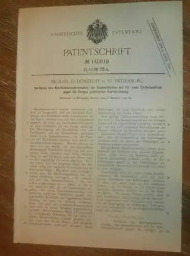 original Patent - Michael Rudometoff  in St. Petersburg , 6.10.1900 , Druck für Farbbilder , Druckerei , Druck  Russland