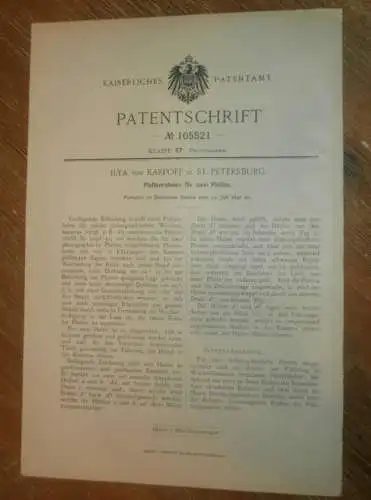 original Patent - Ilya von Karpoff in St. Petersburg , 17.07.1898 , Plattenrahmen für Camera , Photographie , Russland