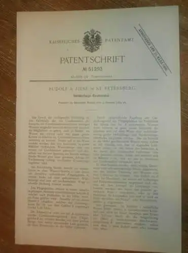 original Patent - Rudolf A. Ziese in St. Petersburg , 3.10.1889 , Verdunst-Condensator , Dampfmaschine , Russland !