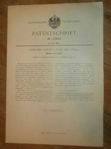 original Patent - Gebrüder Lange in Lodz in Polen , 24.10.1899 , Weblitze , Webstuhl , Weberei , Russland !