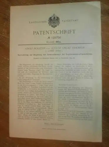 original Patent - Adolf Holstein und August Teschich in Lodz in Polen , 21.11.1899 , Regelung für Motor , Russland !