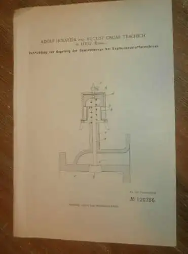 original Patent - Adolf Holstein und August Teschich in Lodz in Polen , 21.11.1899 , Regelung für Motor , Russland !