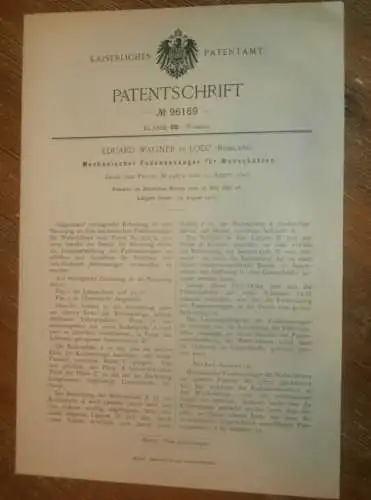 original Patent - Eduard Wagner in Lodz in Polen , 27.05.1897, Webstuhl , Weberei , Weben , Russland !!