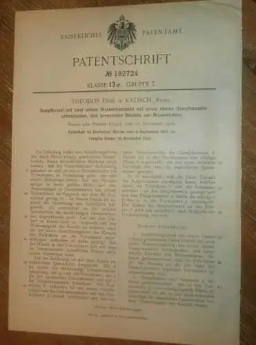 original Patent - Theodor Esse in Kalisch / Prosna , 6.09.1906 , Kalisz , Dampfkessel , Dampfmaschine , Russland !!