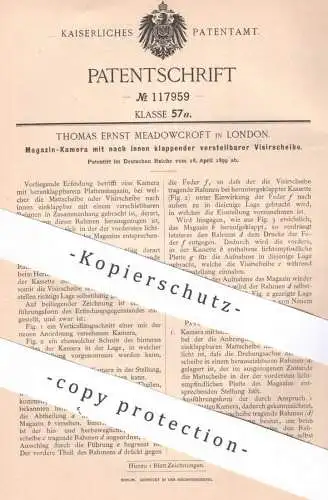 original Patent - Thomas Ernst Meadowcroft , London , England , 1899 , Magazin - Kamera | Photography , Fotokamera