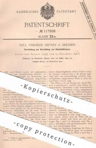 original Patent - Paul Theodor Sievert , Dresden , 1899 , Glashohlkörper | Glas - Hohlkörper | Glasbläser , Gläser !!