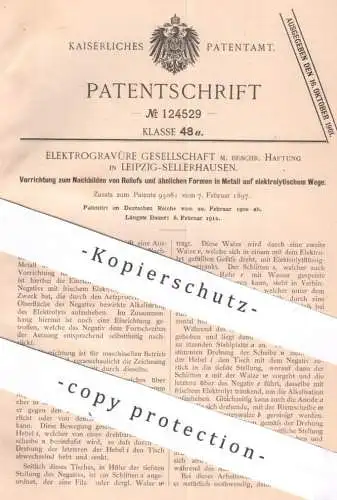 original Patent - Elektrogravüre GmbH , Leipzig / Sellerhausen | 1900 | Relief , Formen | Elektrolyt , Ätzen , Walze !!