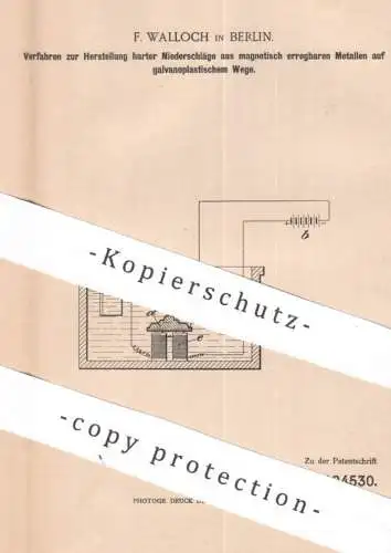 original Patent - F. Walloch , Berlin , 1900 , Herst. von Münzen , Medaillen , Stahlstichplatten | Eisen Metall Matrizen