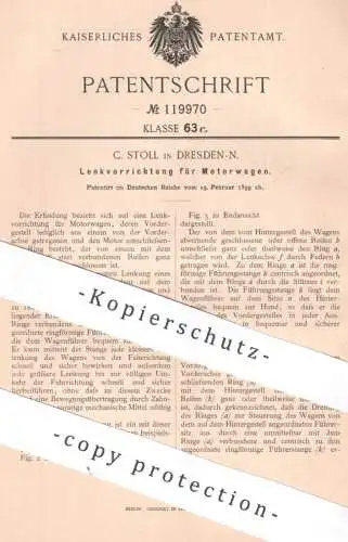 original Patent - C. Stoll , Dresden , 1899 , Lenkung für Motorwagen | Lenkrad | Oldtimer , Automobile , Auto !!