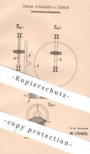 original Patent - Oscar Junghans , Zürich Schweiz | 1901 | Planscheibenwechselgetriebe | Getriebe | Oldtimer Automobile
