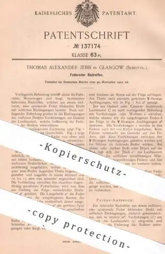 original Patent - Thomas Alexander Jebb , Glasgow , Schottland | 1901 | Radreifen , Reifen | Oldtimer , Automobile