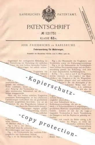 original Patent - Joh. Friedrichs , Karlsruhe , 1900 , Federanordnung für Motorwagen | Oldtimer , Automobile , Motor !