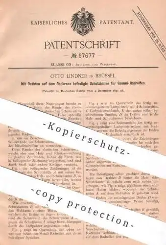 original Patent - Otto Lindner , Brüssel , Belgien | 1891 | Schutzhülle für Gummi Radreifen | Reifen , Räder | Oldtimer