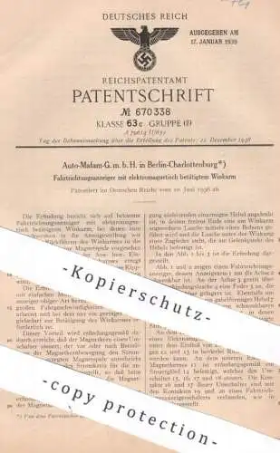 original Patent - Auto Mafam GmbH Berlin / Charlottenburg | 1936 | Fahrtrichtungsanzeiger | Oldtimer , Automobile , Auto