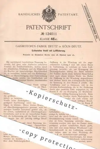 original Patent - Gasmotoren Fabrik Deutz | Köln / Deutz | 1900 | Ventil mit Luftfederung | Oldtimer , Automobile Motor