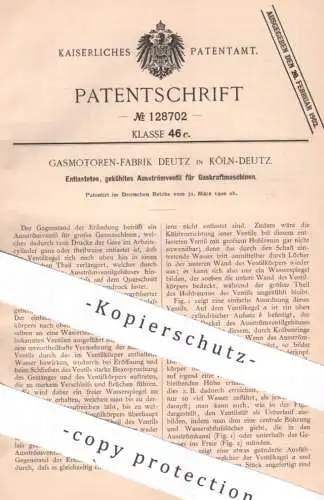 original Patent - Gasmotoren Fabrik Deutz , Köln / Deutz | 1900 | Ausströmventil f. Gasmotor | Oldtimer Automobile Motor