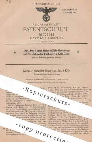 original Patent - Klöckner Humboldt Deutz AG Köln | 1937 | H. Müller | A. Pischinger | 1937 | Brennstoffeinspritzung