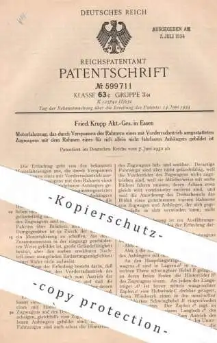 original Patent - Fried. Krupp AG Essen | 1932 | Motorfahrzeug | Motor , Vorderradantrieb , Oldtimer , Automobile , Kfz