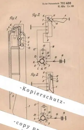 original Patent - Auto Union AG | Siegmund Bulling & Paul Schneider , Chemnitz | 1939 | Fahrtrichtungsanzeiger für Kfz