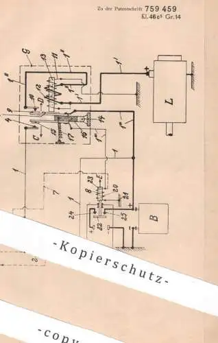 original Patent - Auto Union AG , Ingolstadt | Sigmund Bulling , Chemnitz | 1939 | Anlasser f. Kfz m. Heckmotorenantrieb