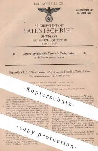 original Patent - Zaverio Reviglio della Veneria | Carello | Turin Italien | 1940 | Kfz Fahrtrichtungsanzeige | Oldtimer