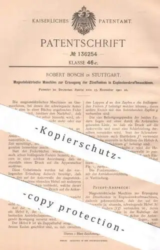 original Patent - Robert Bosch , Stuttgart | 1901 | Zündfunken in Explosionskraftmaschine | Gasmotor Oldtimer Automobile