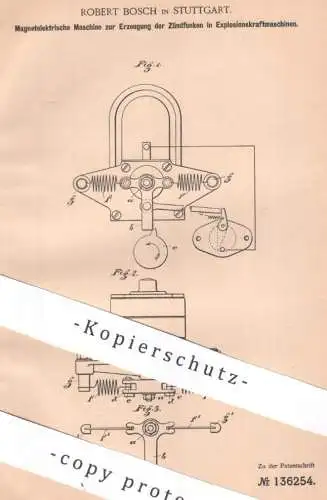 original Patent - Robert Bosch , Stuttgart | 1901 | Zündfunken in Explosionskraftmaschine | Gasmotor Oldtimer Automobile