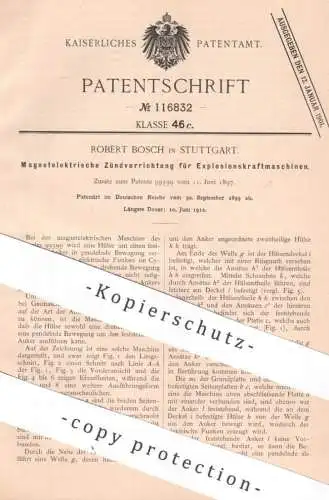 original Patent - Robert Bosch , Stuttgart | 1899 | Zündung an Explosionskraftmaschine | Gasmotor Oldtimer Automobile