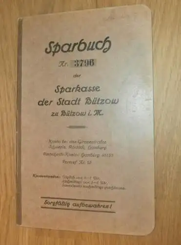 altes Sparbuch Bützow , 1933 - 1945 , Erika Vedona in Laase in Mecklenburg , Sparkasse , Bank  !!