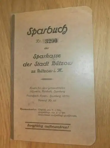 altes Sparbuch Bützow , 1932 - 1945 , Erika Vedona in Laase in Mecklenburg , Sparkasse , Bank  !!