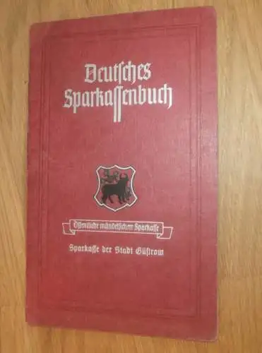 altes Sparbuch Güstrow , 1940 - 1943 , Otto Krakowsky in Nienhagen b. Lalendorf i. Mecklenburg , Sparkasse , Bank !!