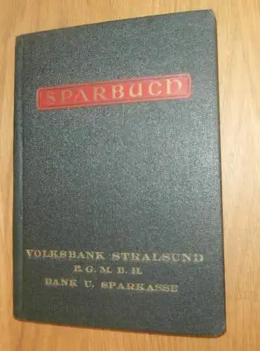 altes Sparbuch Stralsund , 1944 - 1945 , Rudolf Wofuart in Stralsund i. Mecklenburg , Sparkasse , Bank !!